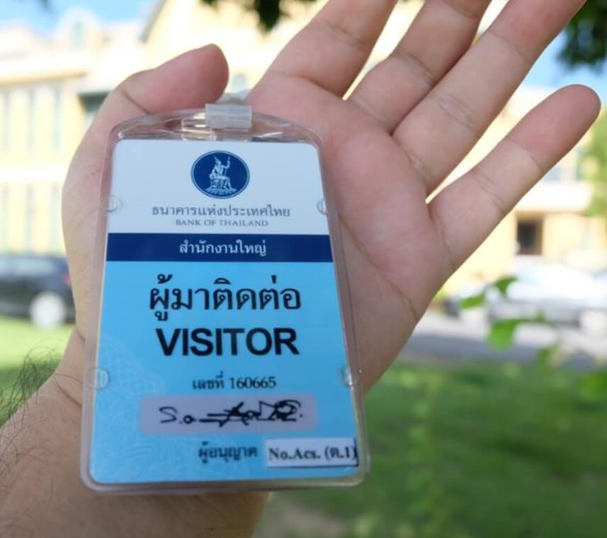 Bank of Thailand Museum visitor's badge
